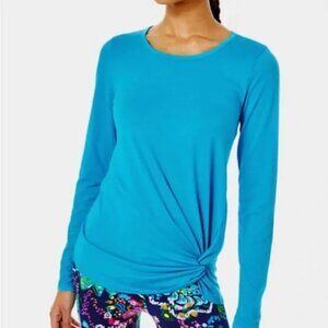 Lilly Pulitzer Luxletic Womens Twist Front Long Sleeve Top Blue L